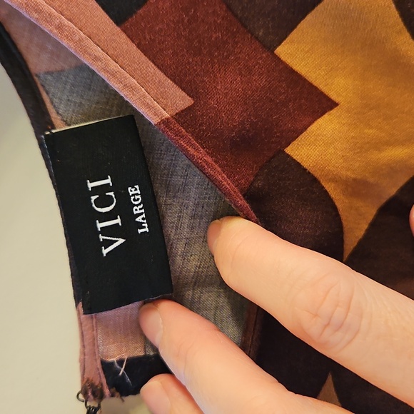 VICI Collection Retro Mod Geometric Mini Dress, L | MCM, Flowy, Festival, Boho - Picture 3 of 11